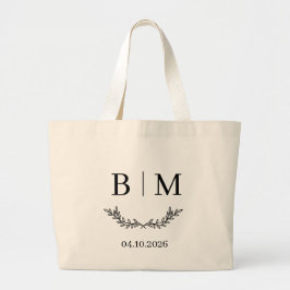 Personalisierte Monogramm-Hochzeitsdatum-Tasche Jumbo Stoffbeutel