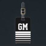 Personalisierte monogramm-Identifikations-Gepäckma Gepäckanhänger<br><div class="desc">Personalisierte Monogramm Original Gepäckanhänger für Männer. Klassisches Schwarz-Graue Streifen-Design mit mit Monogramm,  weißen Anfangsbuchstaben. Coole Geschenkidee für Männer. Männliches männliches Sportdesign.</div>