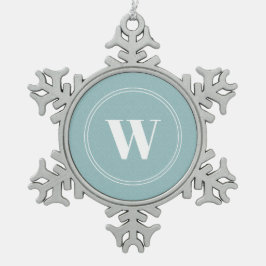 Personalisierte Monogramm in babyblau-blütenblüten Schneeflocken Zinn-Ornament