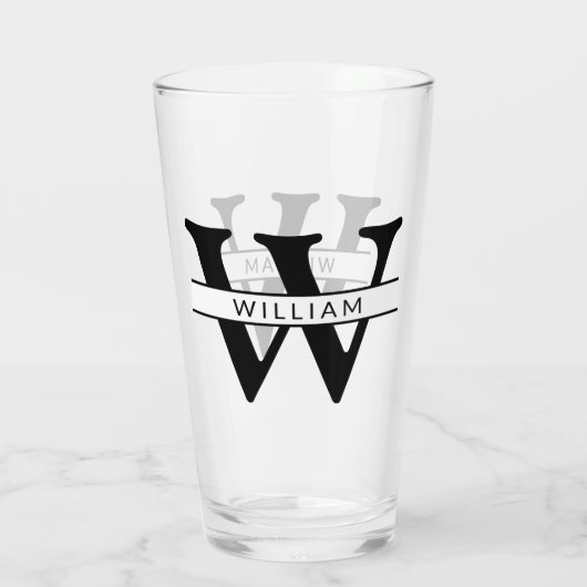 personalisierte Monogramm Initial & Name einfach Glas (Rückseite)