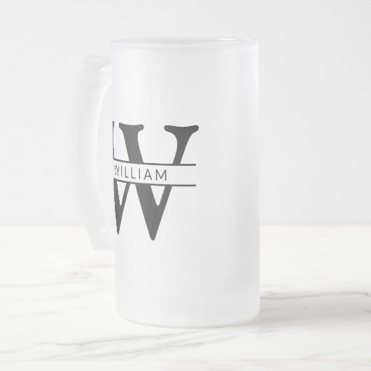 personalisierte Monogramm Initial- und Namensgebun Mattglas Bierglas (Vorderseite Links)