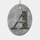 Personalisierte Monogramm-Initiale A Hortensienblu Keramik Ornament (Rechts)