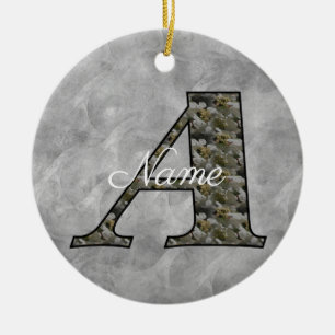 Personalisierte Monogramm-Initiale A Hortensienblu Keramik Ornament