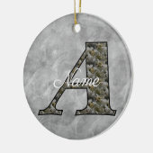 Personalisierte Monogramm-Initiale A Hortensienblu Keramik Ornament (Links)