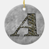 Personalisierte Monogramm-Initiale A Hortensienblu Keramik Ornament (Hinten)