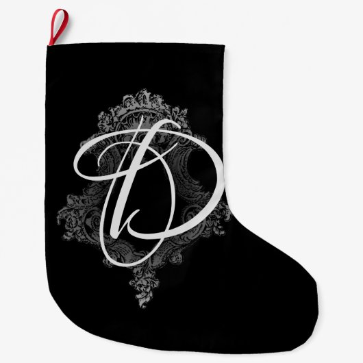 Personalisierte Monogramm-Initiale Großer Weihnachtsstrumpf (Vorderseite)