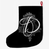 Personalisierte Monogramm-Initiale Großer Weihnachtsstrumpf (Rückseite)