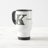 Personalisierte Monogramm-Initiale K Hortensien-Bl Reisebecher (Vorderseite Links)