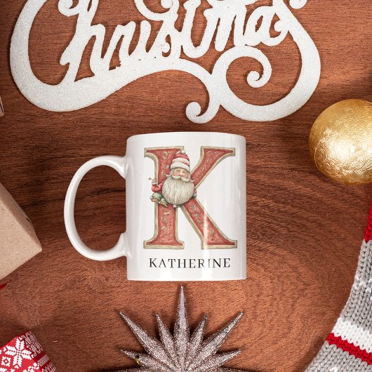 Personalisierte Monogramm-Initiale K Weihnachten S Kaffeetasse