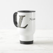 Personalisierte Monogramm-Initiale L Hortensien-Bl Reisebecher (Vorderseite Links)