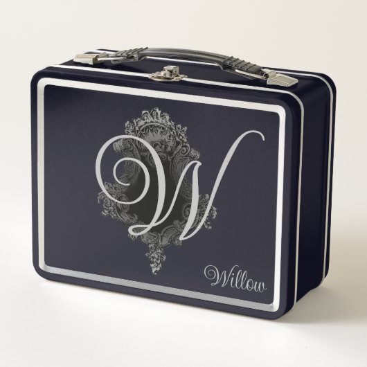 Personalisierte Monogramm-Initiale Metall Brotdose (Vorderseite)