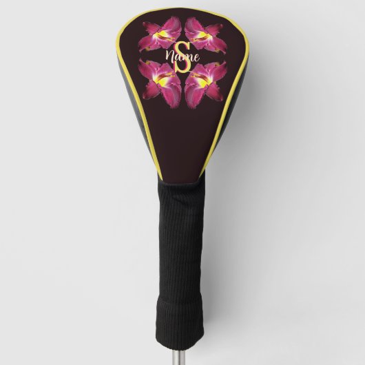 Personalisierte Monogramm-Initiale Name Lily Kunst Golf Headcover (Vorderseite)