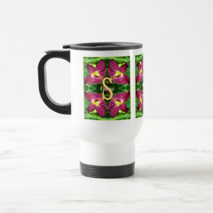Personalisierte Monogramm-Initiale Name Taglilien- Reisebecher