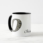 Personalisierte Monogramm-Initiale O Hortensienblü Tasse (Vorderseite Links)