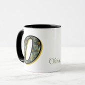 Personalisierte Monogramm-Initiale O Margeriten Fl Tasse (Vorderseite Links)