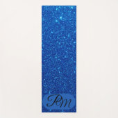 Personalisierte Monogramm-Initialen Blau Glitter Yogamatte (Vorderseite)