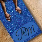 Personalisierte Monogramm-Initialen Blau Glitter Yogamatte