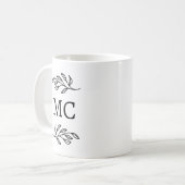 Personalisierte Monogramm-Initialen Botanische Bla Kaffeetasse (Vorderseite Links)