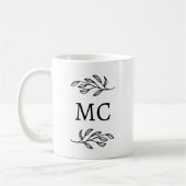 Personalisierte Monogramm-Initialen Botanische Bla Kaffeetasse (Links)