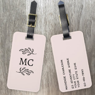 Personalisierte Monogramm-Initialen Botanischer Bl Gepäckanhänger