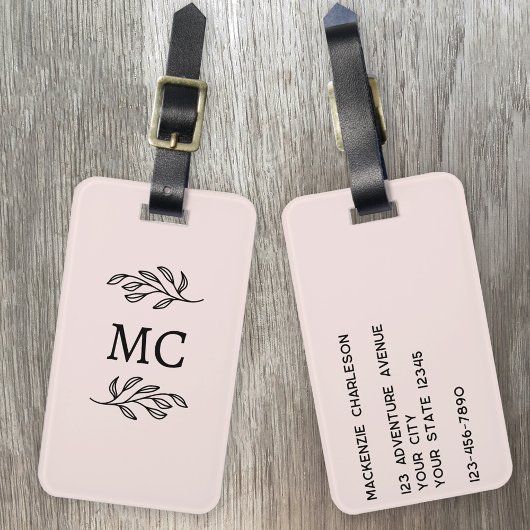 Personalisierte Monogramm-Initialen Botanischer Bl Gepäckanhänger