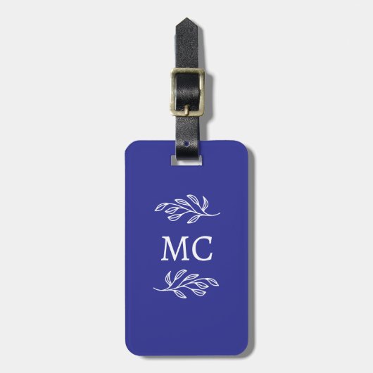 Personalisierte Monogramm-Initialen Botanisches Bl Gepäckanhänger (Vorderseite vertikal)