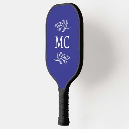 Personalisierte Monogramm-Initialen Botanisches Bl Pickleball Schläger (Links)