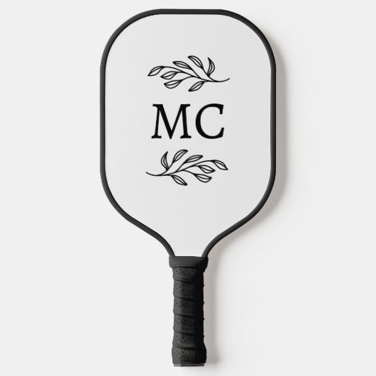 Personalisierte Monogramm-Initialen Botanisches Bl Pickleball Schläger (Vorderseite)