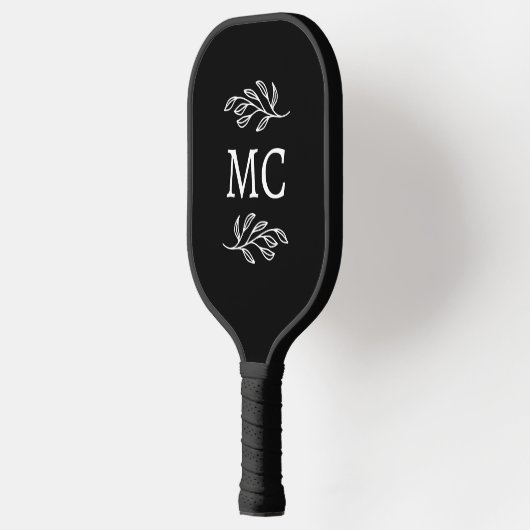 Personalisierte Monogramm-Initialen Botanisches Bl Pickleball Schläger (Links)