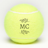 Personalisierte Monogramm-Initialen Botanisches Bl Tennisbälle (Rückseite)