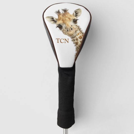 Personalisierte Monogramm-Initialen Giraffe Golf Headcover (Vorderseite)