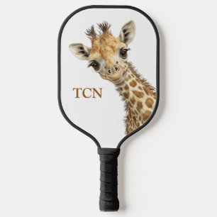 Personalisierte Monogramm-Initialen Giraffe Pickleball Schläger