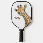 Personalisierte Monogramm-Initialen Giraffe Pickleball Schläger (Rückseite)