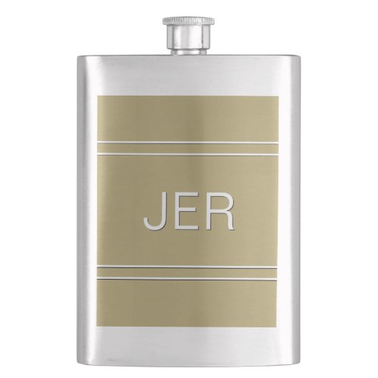 Personalisierte Monogramm-Initialen in Goldfarbe T Flachmann (Vorderseite)