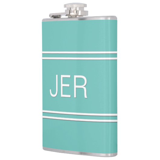 Personalisierte Monogramm-Initialen Minimalistisch Flachmann (Links)