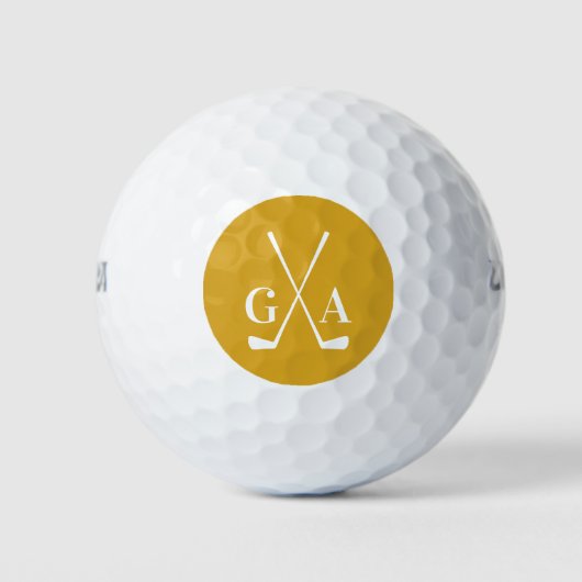 Personalisierte Monogramm-Initialen mit Crossed Cl Golfball (Vorderseite)
