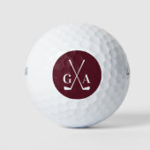 Personalisierte Monogramm-Initialen mit gekreuzten Golfball (Vorderseite)