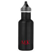 Personalisierte Monogramm-Initialen Modernes Rotes Edelstahlflasche (Rechts)