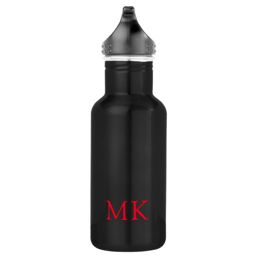Personalisierte Monogramm-Initialen Modernes Rotes Edelstahlflasche (Rechts)