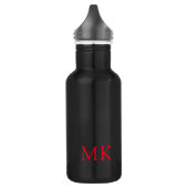 Personalisierte Monogramm-Initialen Modernes Rotes Edelstahlflasche (Links)