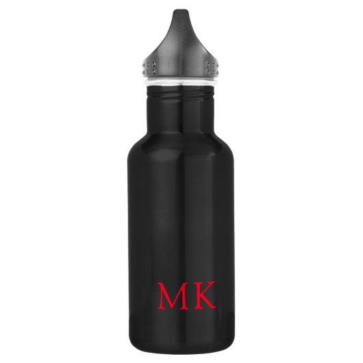 Personalisierte Monogramm-Initialen Modernes Rotes Edelstahlflasche (Links)