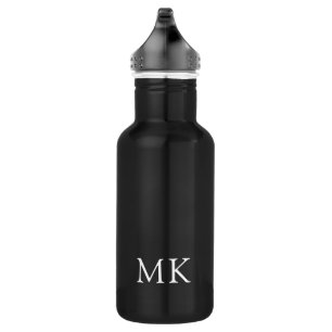 Personalisierte Monogramm-Initialen Modernes Weiß Edelstahlflasche