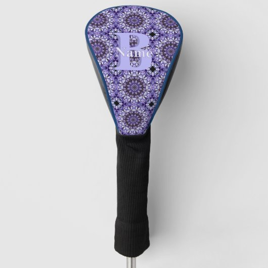Personalisierte Monogramm-Initialen-Name Blumenkun Golf Headcover (Vorderseite)