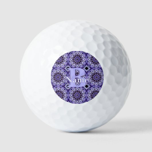 Personalisierte Monogramm-Initialen-Name Blumenkun Golfball (Vorderseite)