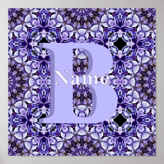 Personalisierte Monogramm-Initialen-Name Blumenkun Poster (Vorne)