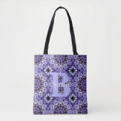 Personalisierte Monogramm-Initialen-Name Blumenkun Tasche (Vorderseite)