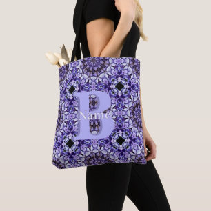 Personalisierte Monogramm-Initialen-Name Blumenkun Tasche