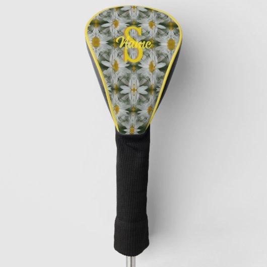 Personalisierte Monogramm-Initialen Name Gänseblüm Golf Headcover (Vorderseite)