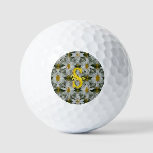 Personalisierte Monogramm-Initialen Name Gänseblüm Golfball (Vorderseite)