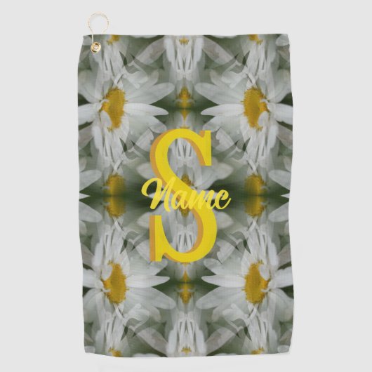 Personalisierte Monogramm-Initialen Name Gänseblüm Golfhandtuch (Vorderseite)